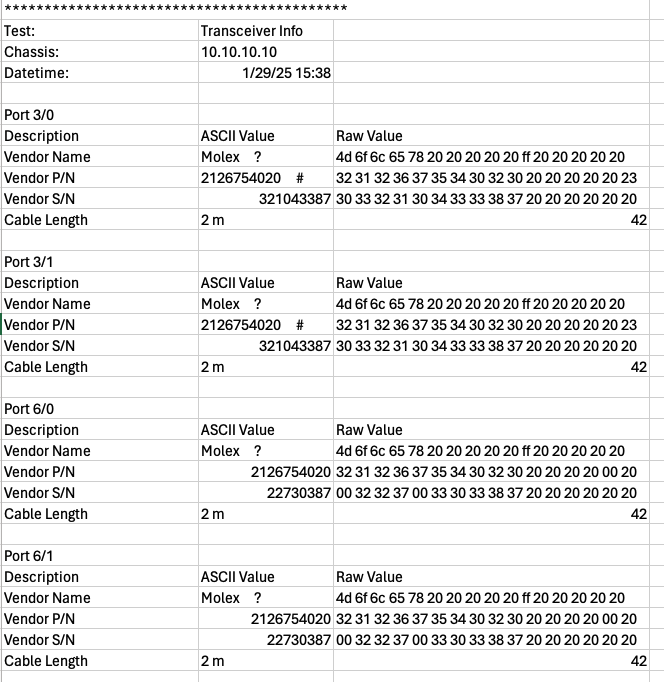 Transceiver Information Example